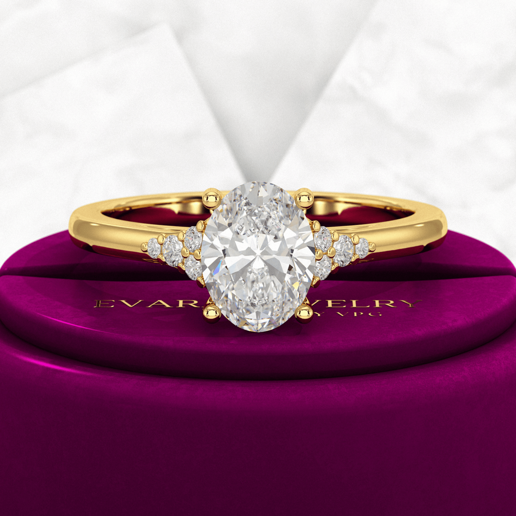 1 Carat Oval Diamond Art Deco Statement Ring - Evara Jewelry LLC