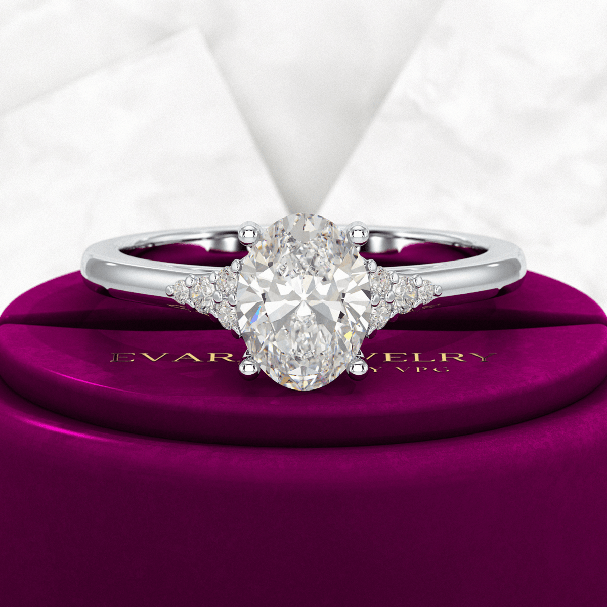 1 Carat Oval Diamond Art Deco Statement Ring - Evara Jewelry LLC