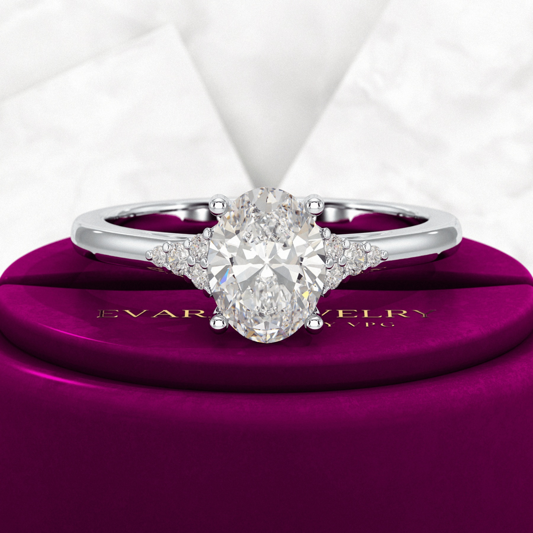 1 Carat Oval Diamond Art Deco Statement Ring - Evara Jewelry LLC