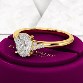 1 Carat Oval Diamond Art Deco Statement Ring - Evara Jewelry LLC