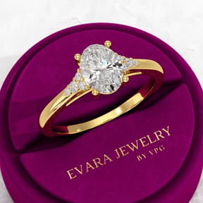 1 Carat Oval Diamond Art Deco Statement Ring - Evara Jewelry LLC