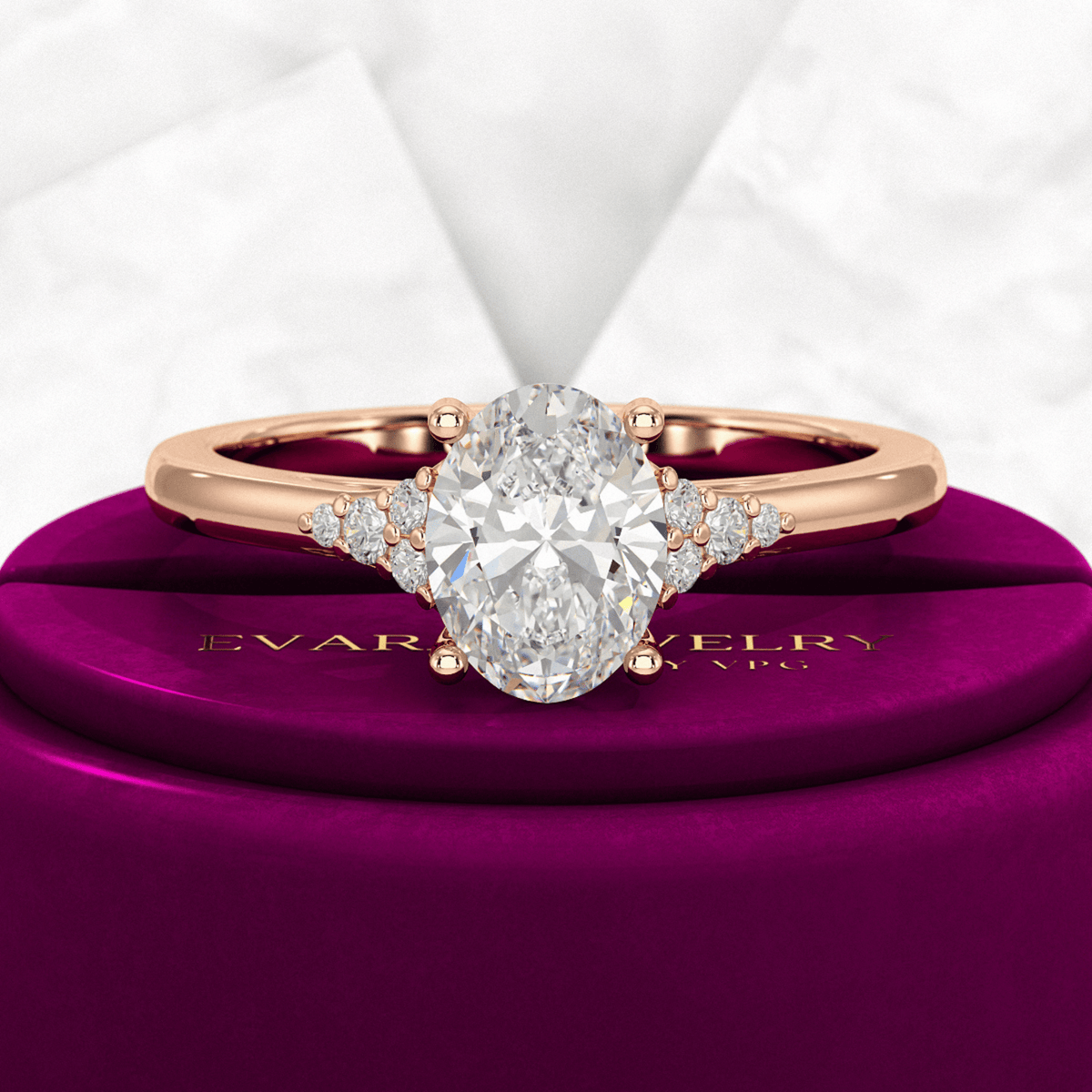 1 Carat Oval Diamond Art Deco Statement Ring - Evara Jewelry LLC