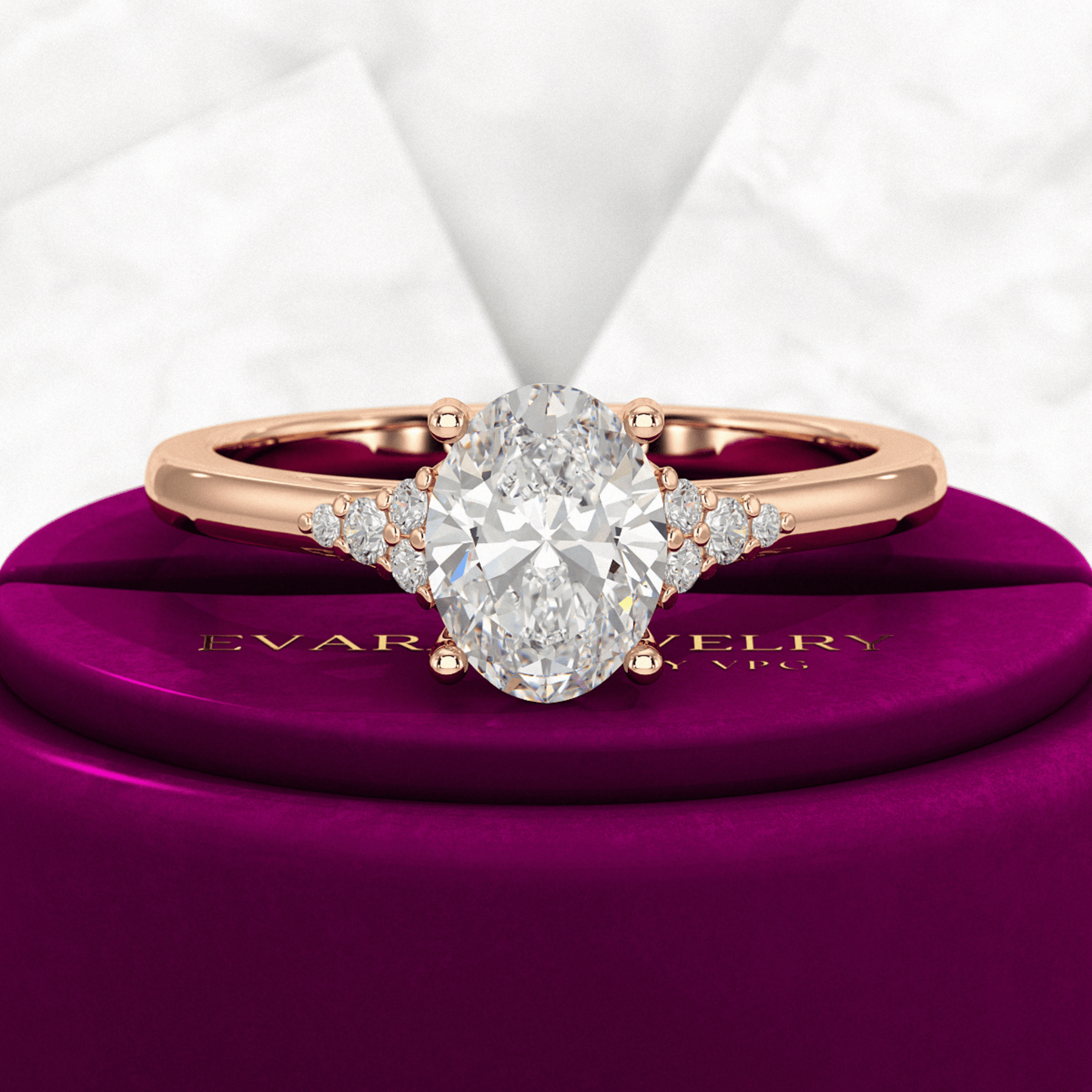 1 Carat Oval Diamond Art Deco Statement Ring - Evara Jewelry LLC