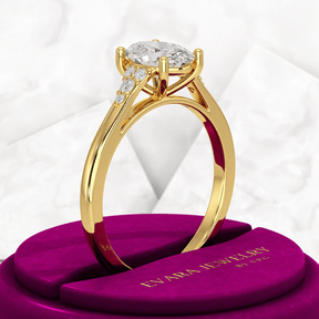 1 Carat Oval Diamond Art Deco Statement Ring - Evara Jewelry LLC