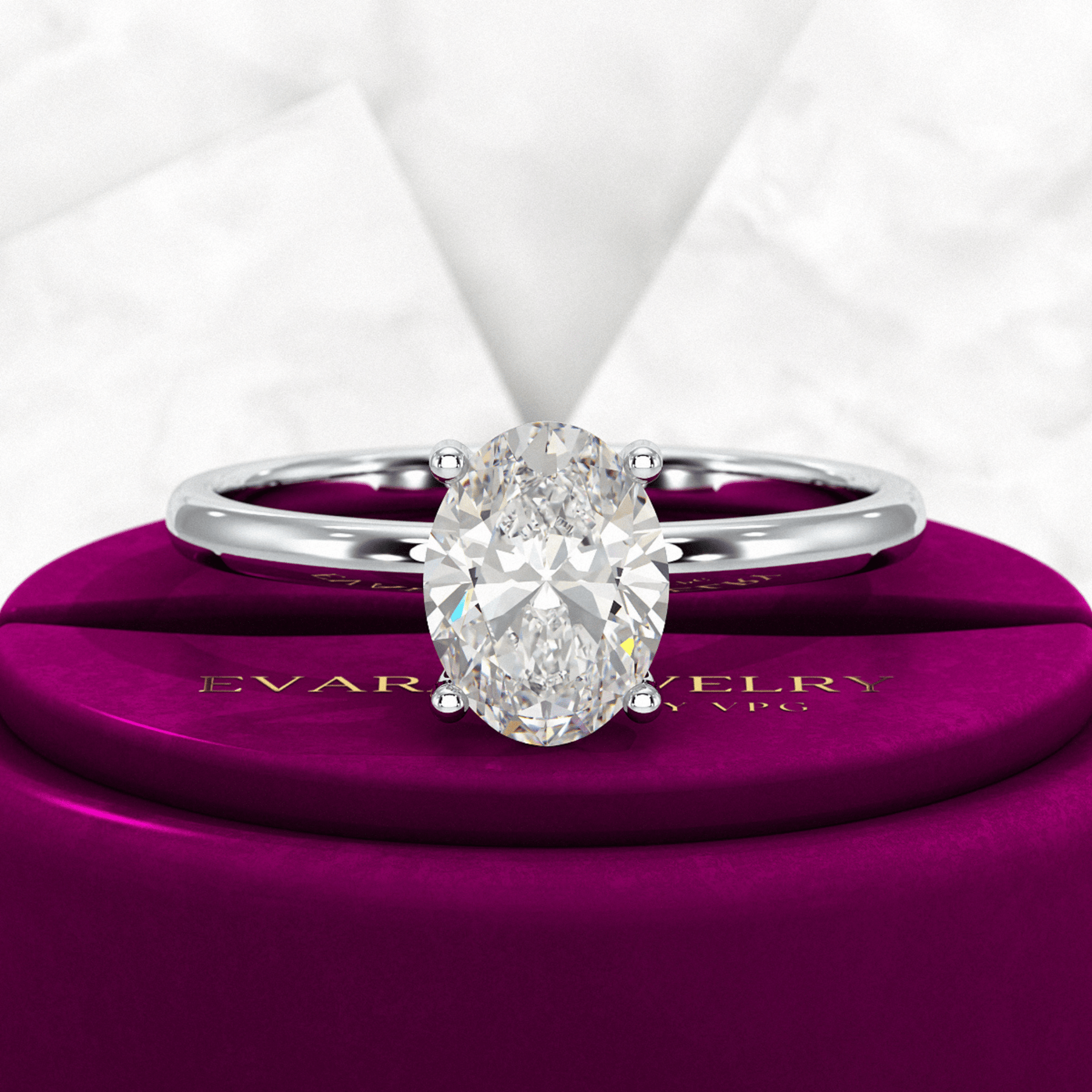 1 Carat Oval Diamond Minimalist Engagement Ring - Evara Jewelry LLC