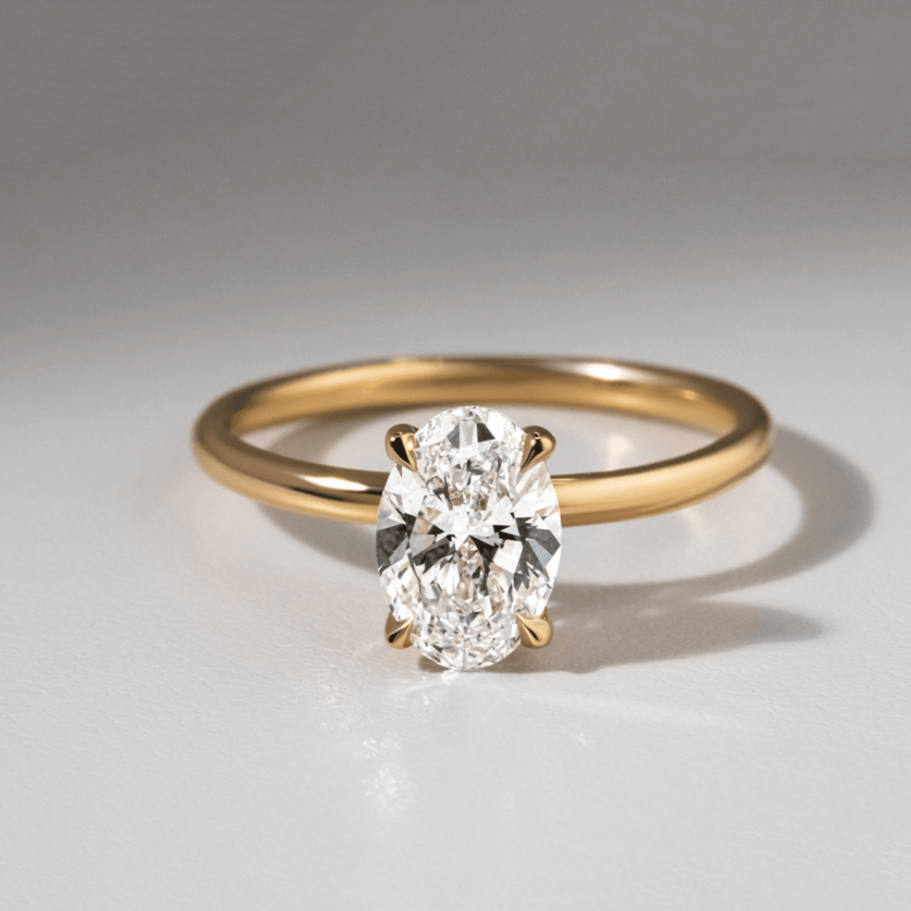 1 Carat Oval Diamond Minimalist Engagement Ring - Evara Jewelry LLC