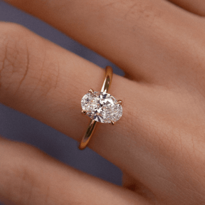 1 Carat Oval Diamond Minimalist Engagement Ring - Evara Jewelry LLC