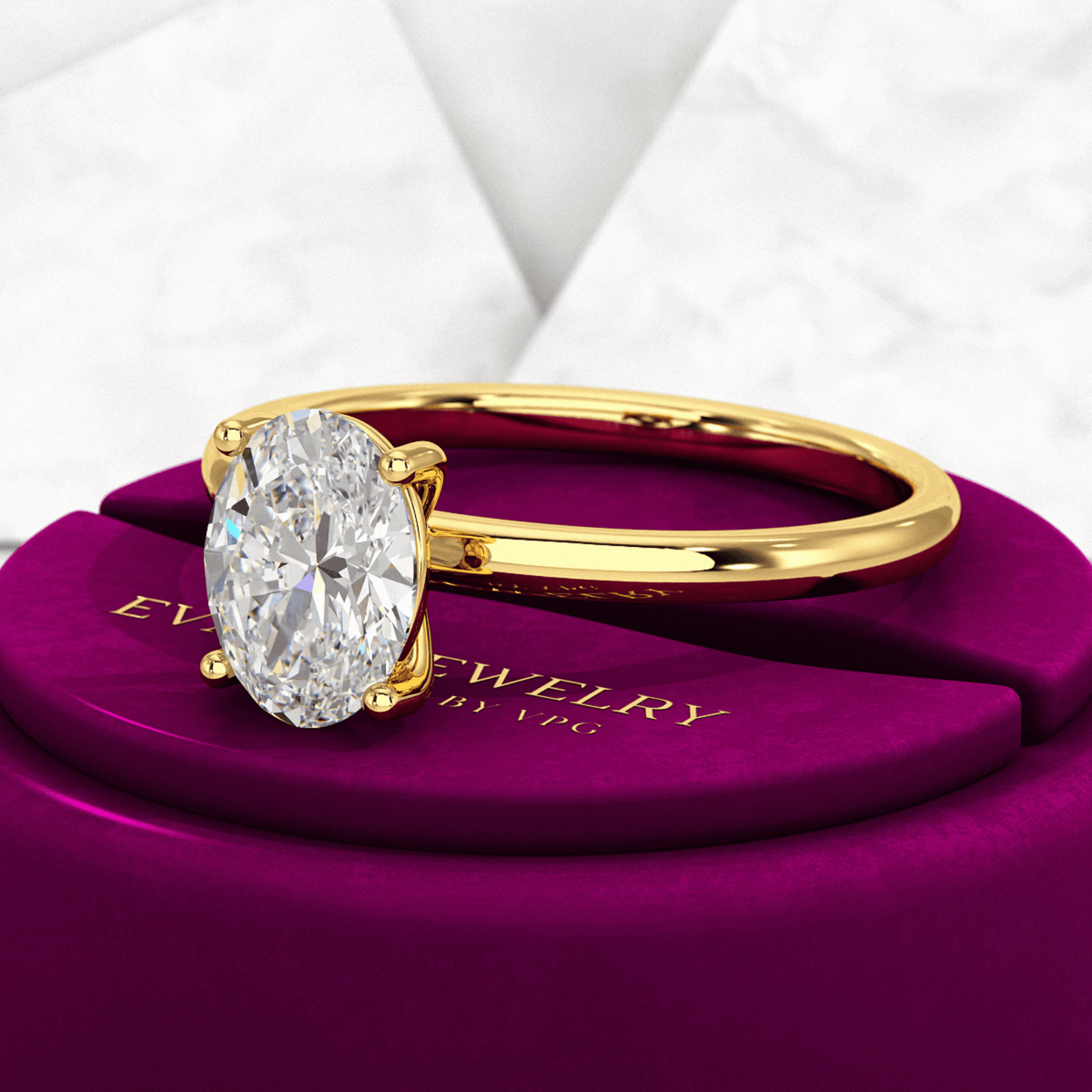 1 Carat Oval Diamond Minimalist Engagement Ring - Evara Jewelry LLC