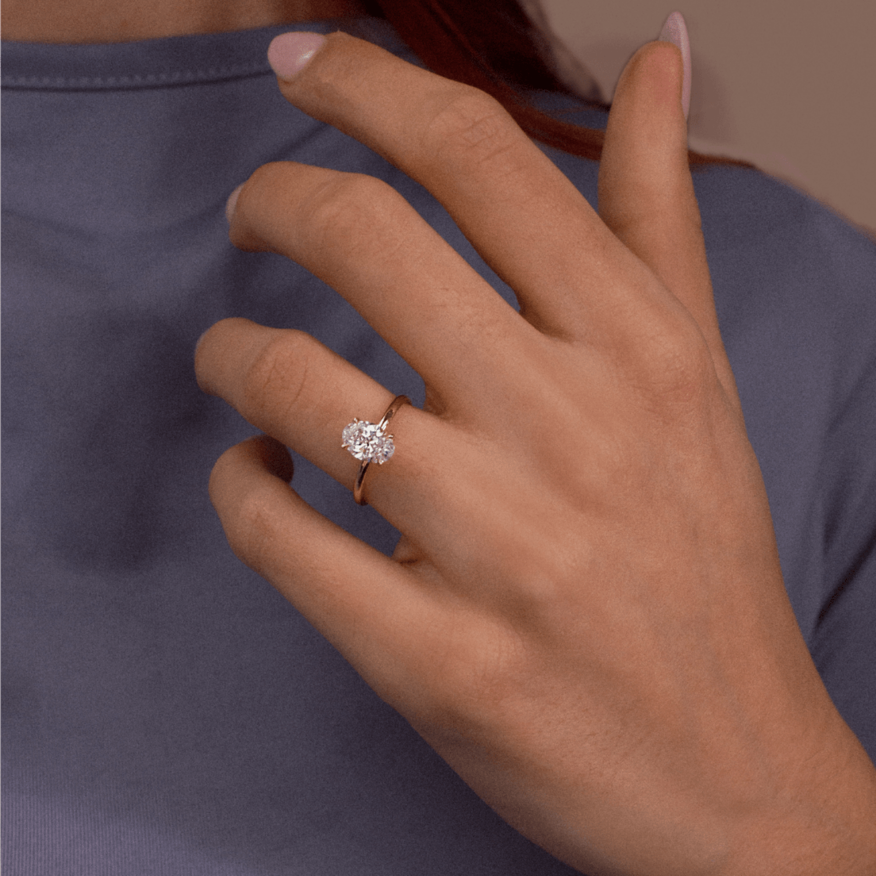 1 Carat Oval Diamond Minimalist Engagement Ring - Evara Jewelry LLC