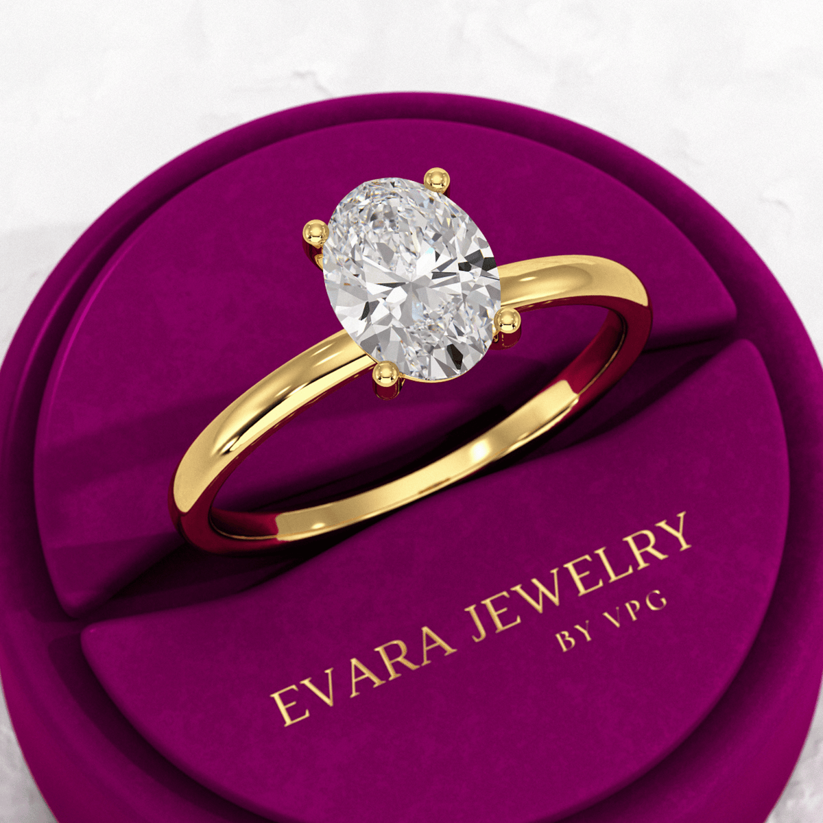 1 Carat Oval Diamond Minimalist Engagement Ring - Evara Jewelry LLC