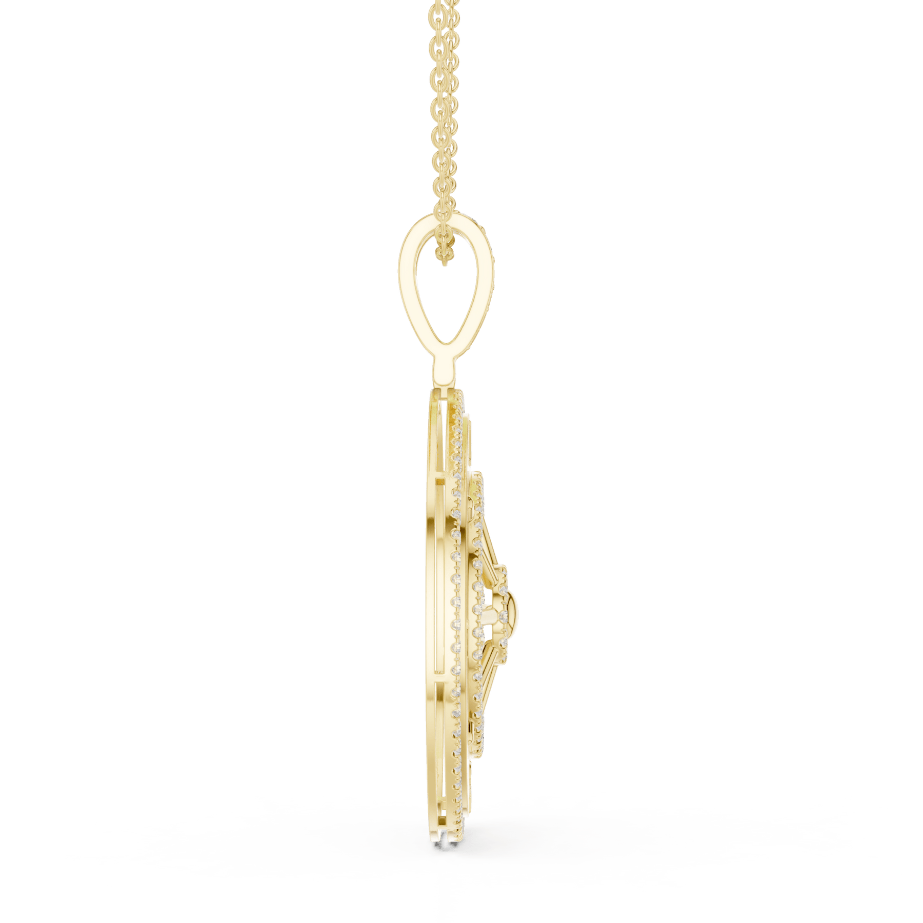 1 Carat Pave Diamond Compass Pendant Necklace - Evara Jewelry LLC