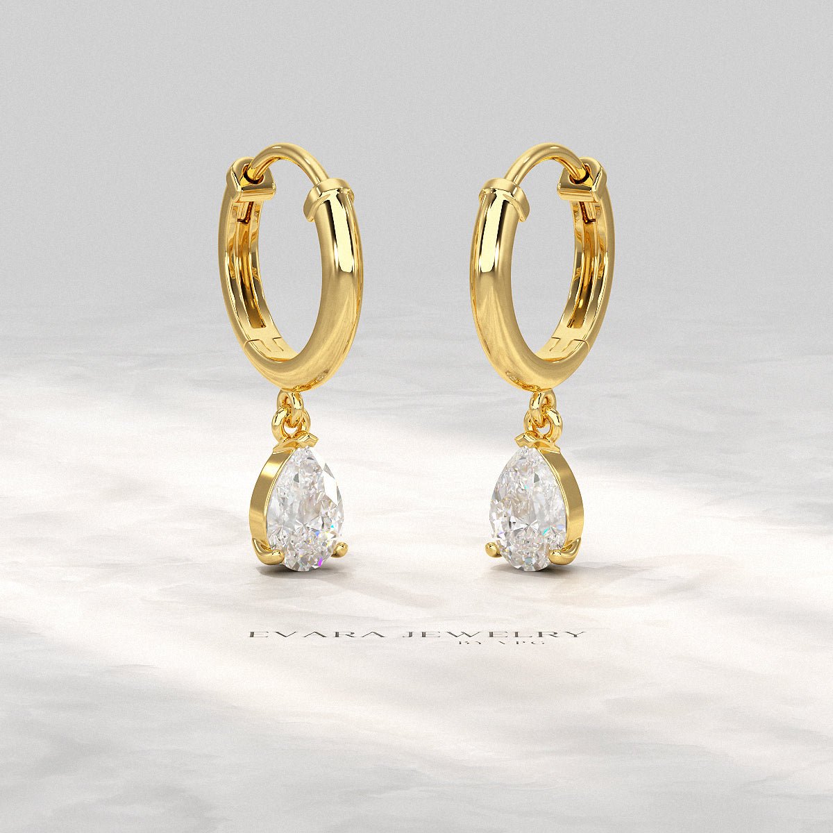 1 Carat Pear Cut Lab Grown Diamond Hoop Earrings - Evara Jewelry LLC
