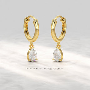 1 Carat Pear Cut Lab Grown Diamond Hoop Earrings - Evara Jewelry LLC