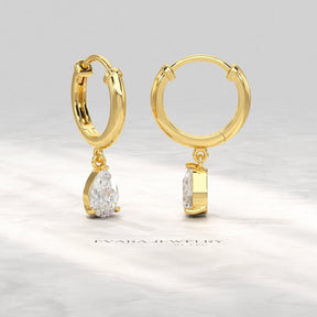 1 Carat Pear Cut Lab Grown Diamond Hoop Earrings - Evara Jewelry LLC