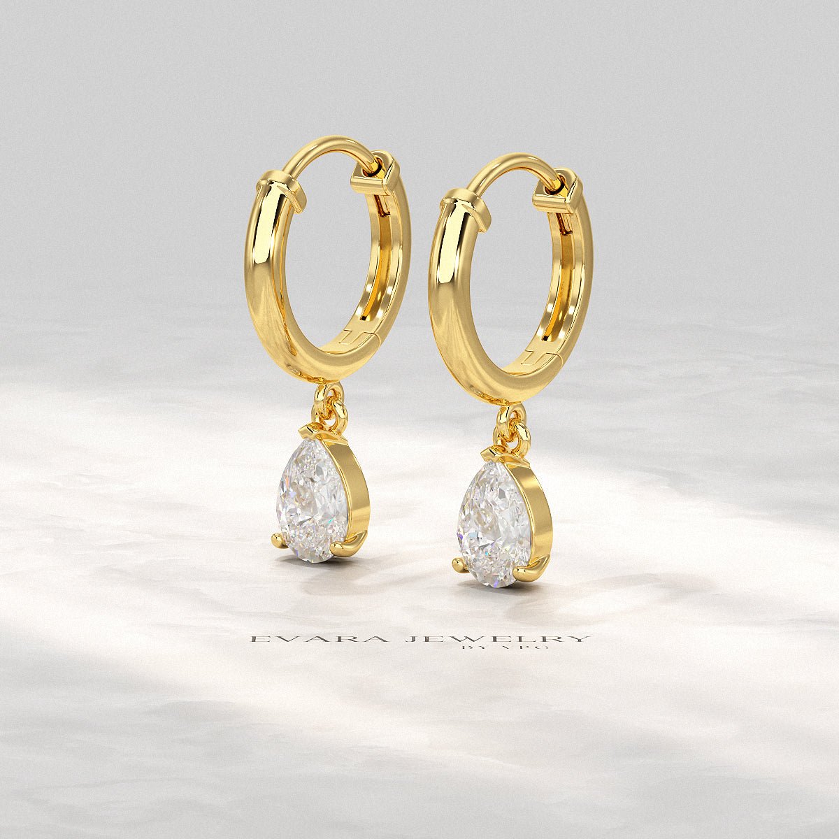 1 Carat Pear Cut Lab Grown Diamond Hoop Earrings - Evara Jewelry LLC