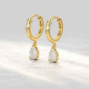 1 Carat Pear Cut Lab Grown Diamond Hoop Earrings - Evara Jewelry LLC