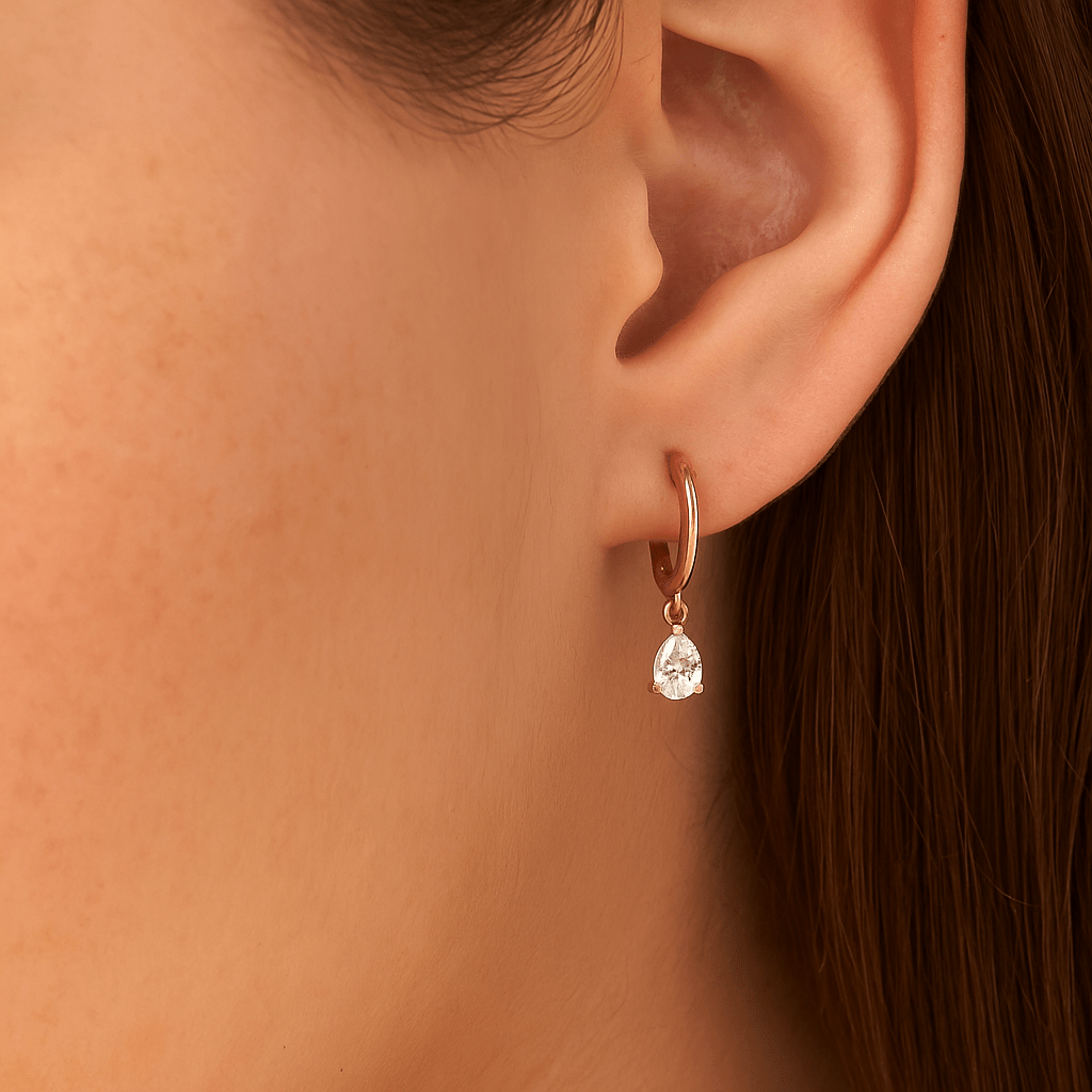 1 Carat Pear Cut Lab Grown Diamond Hoop Earrings - Evara Jewelry LLC