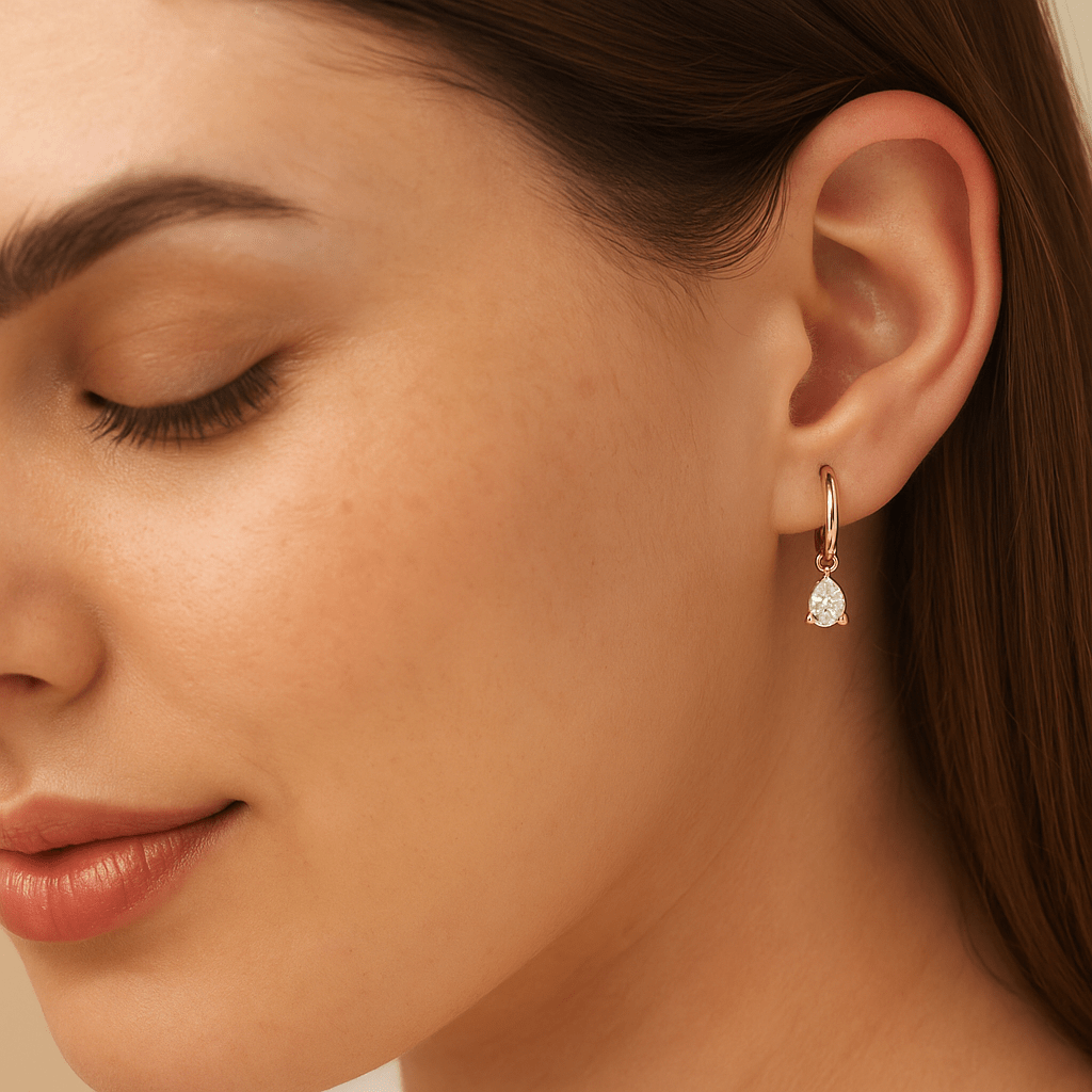 1 Carat Pear Cut Lab Grown Diamond Hoop Earrings - Evara Jewelry LLC