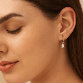 1 Carat Pear Cut Lab Grown Diamond Hoop Earrings - Evara Jewelry LLC