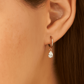 1 Carat Pear Cut Lab Grown Diamond Hoop Earrings - Evara Jewelry LLC