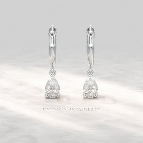 1 Carat Pear Cut Lab Grown Diamond Hoop Earrings - Evara Jewelry LLC