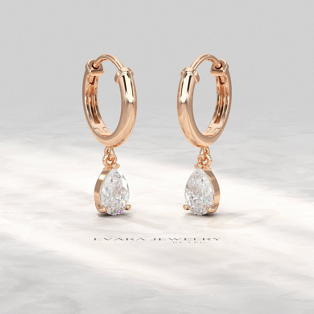 1 Carat Pear Cut Lab Grown Diamond Hoop Earrings - Evara Jewelry LLC