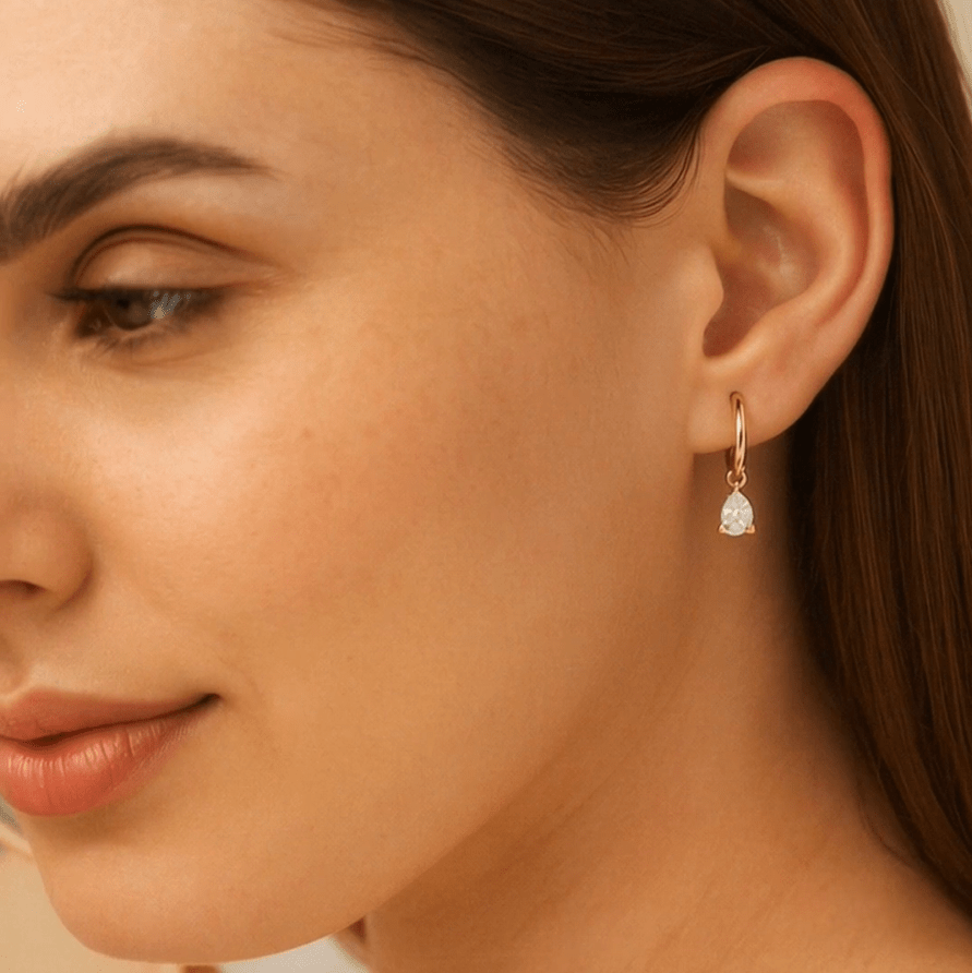 1 Carat Pear Cut Lab Grown Diamond Hoop Earrings - Evara Jewelry LLC