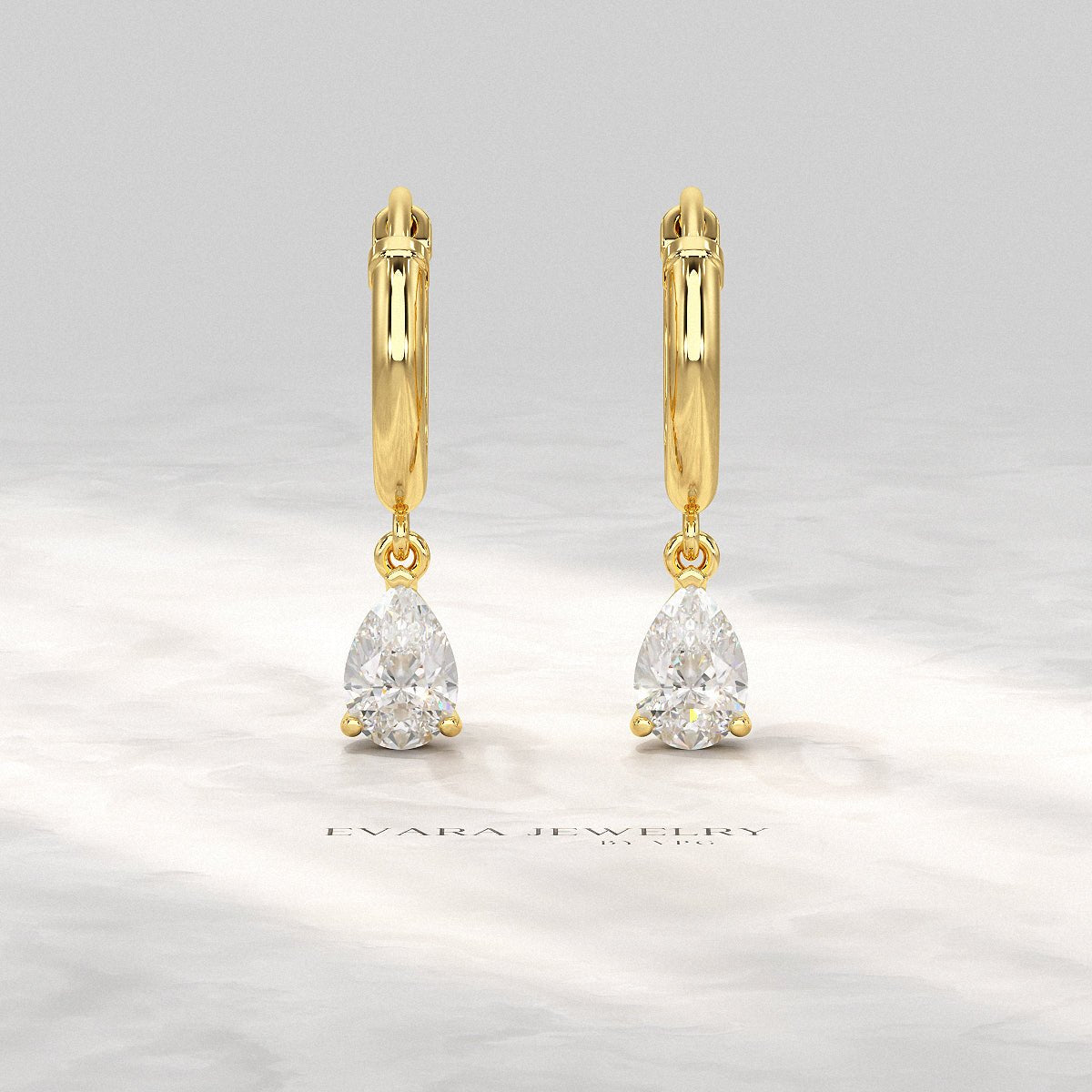1 Carat Pear Cut Lab Grown Diamond Hoop Earrings - Evara Jewelry LLC