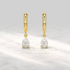 1 Carat Pear Cut Lab Grown Diamond Hoop Earrings - Evara Jewelry LLC