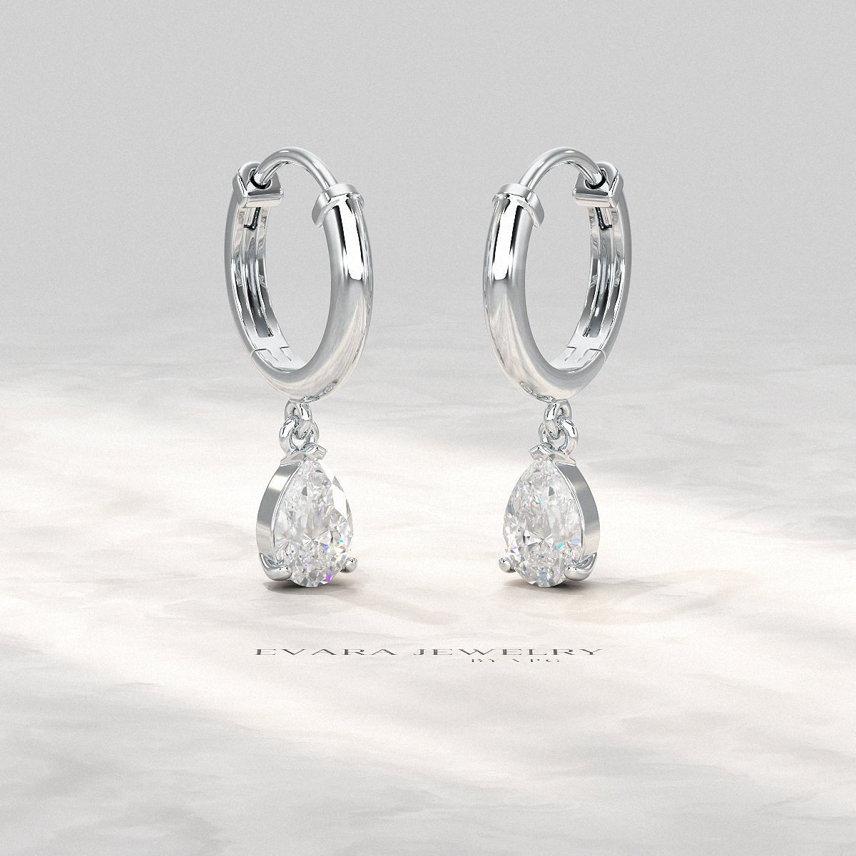 1 Carat Pear Cut Lab Grown Diamond Hoop Earrings - Evara Jewelry LLC