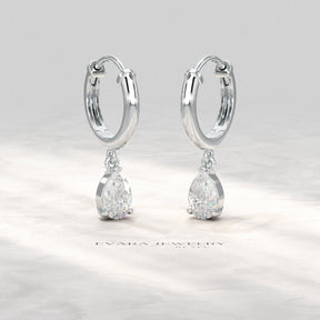 1 Carat Pear Cut Lab Grown Diamond Hoop Earrings - Evara Jewelry LLC