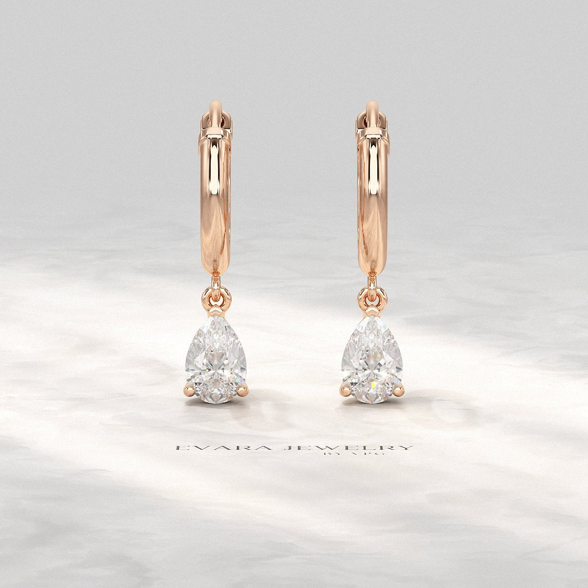 1 Carat Pear Cut Lab Grown Diamond Hoop Earrings - Evara Jewelry LLC
