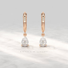 1 Carat Pear Cut Lab Grown Diamond Hoop Earrings - Evara Jewelry LLC