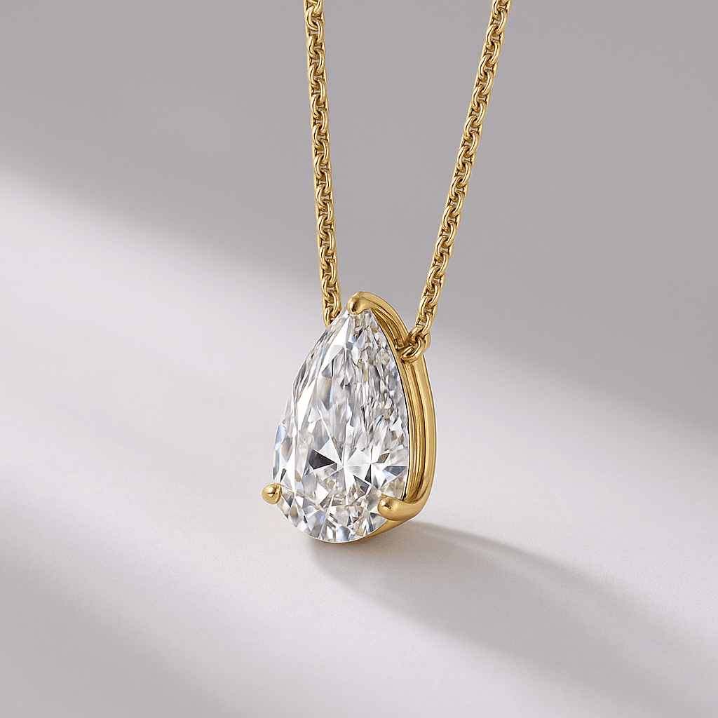 1 Carat Pear Diamond Solitaire Pendant Necklace - Evara Jewelry LLC