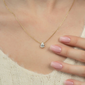 1 Carat Pear Diamond Solitaire Pendant Necklace - Evara Jewelry LLC