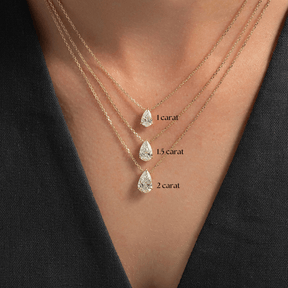 1 Carat Pear Diamond Solitaire Pendant Necklace - Evara Jewelry LLC