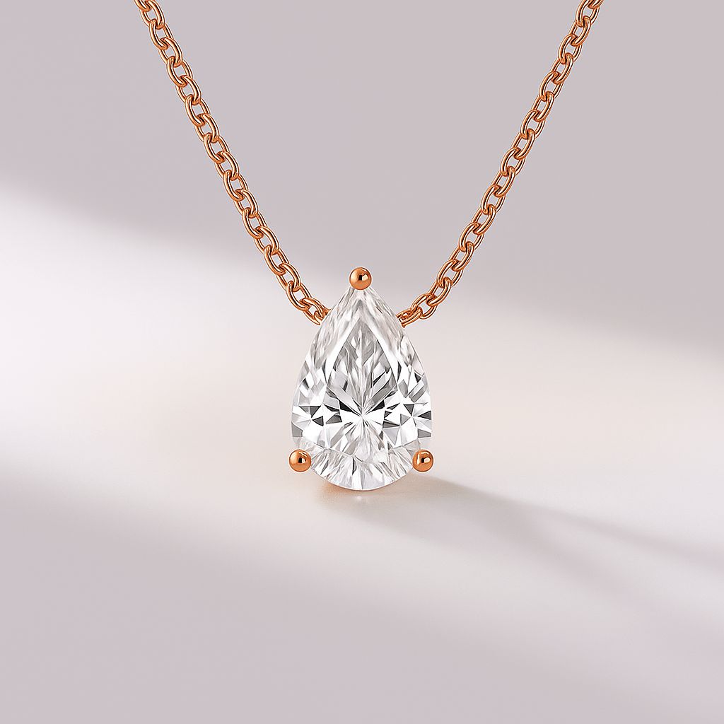 1 Carat Pear Diamond Solitaire Pendant Necklace - Evara Jewelry LLC