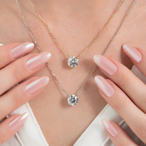 1 Carat Prong Set Solitaire Diamond Pendant Necklace - Evara Jewelry LLC