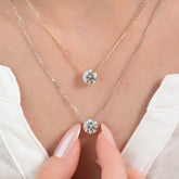 1 Carat Prong Set Solitaire Diamond Pendant Necklace - Evara Jewelry LLC