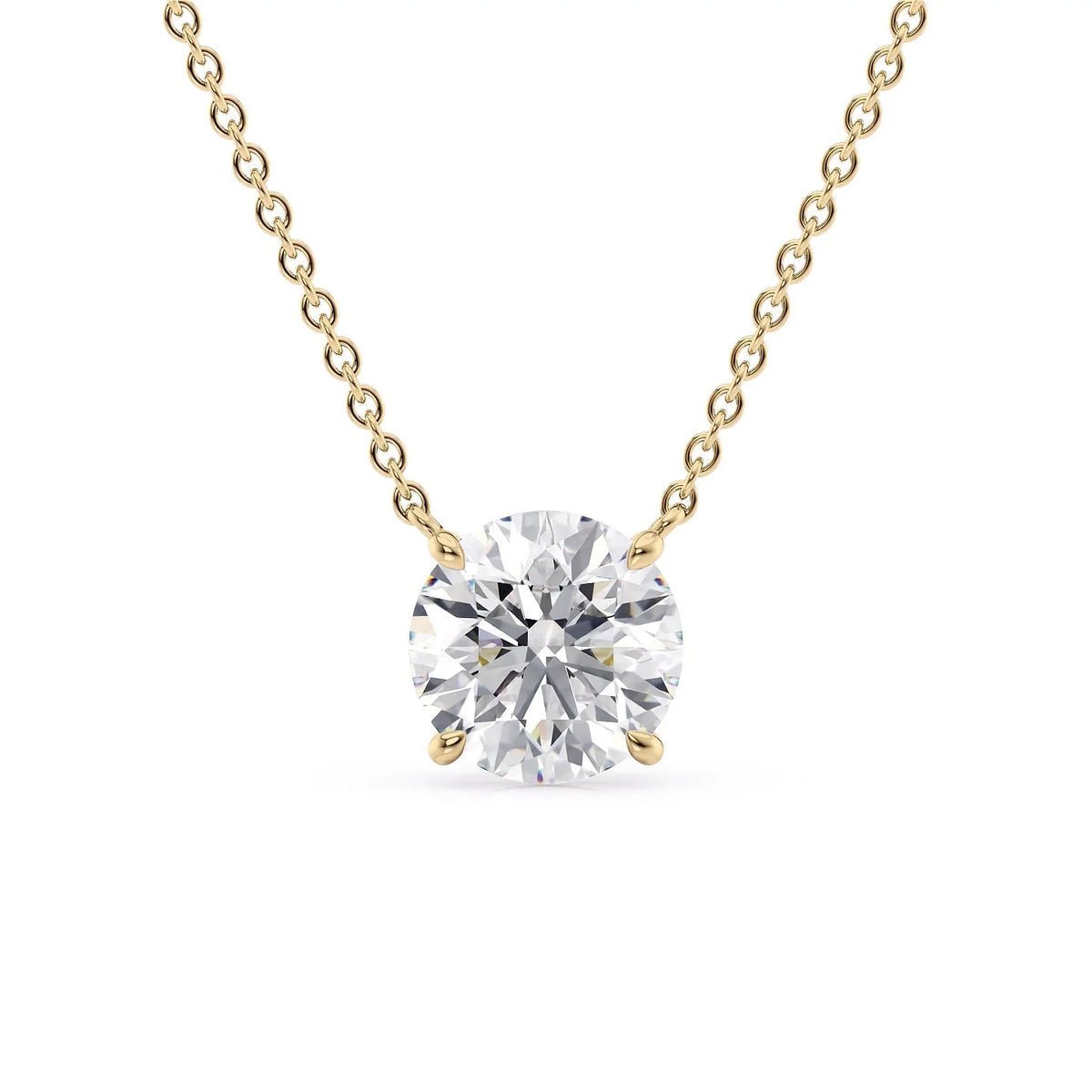 1 Carat Prong Set Solitaire Diamond Pendant Necklace - Evara Jewelry LLC