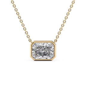 1 Carat Radiant Cut Diamond Bezel Pendant Necklace - Evara Jewelry LLC