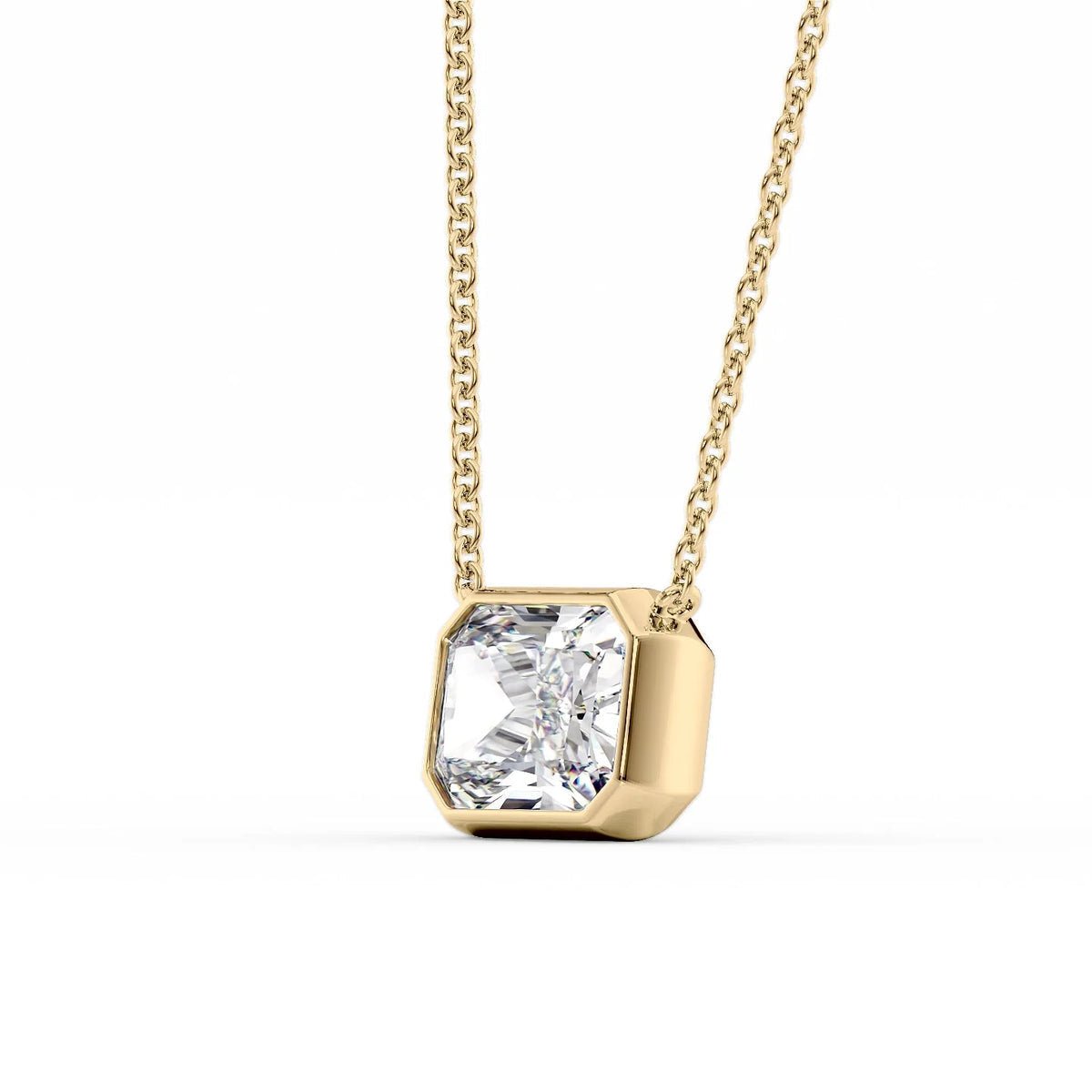 1 Carat Radiant Cut Diamond Bezel Pendant Necklace - Evara Jewelry LLC