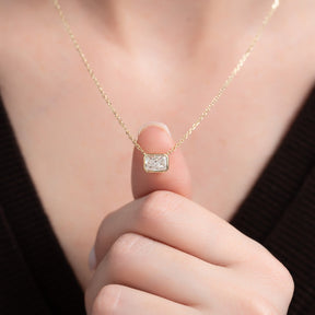 1 Carat Radiant Cut Diamond Bezel Pendant Necklace - Evara Jewelry LLC