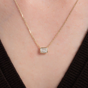 1 Carat Radiant Cut Diamond Bezel Pendant Necklace - Evara Jewelry LLC