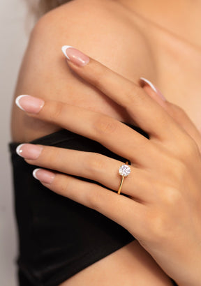 1 Carat Round Cut Diamond Hidden Halo Ring - Evara Jewelry LLC