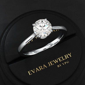1 Carat Round Cut Diamond Hidden Halo Ring - Evara Jewelry LLC