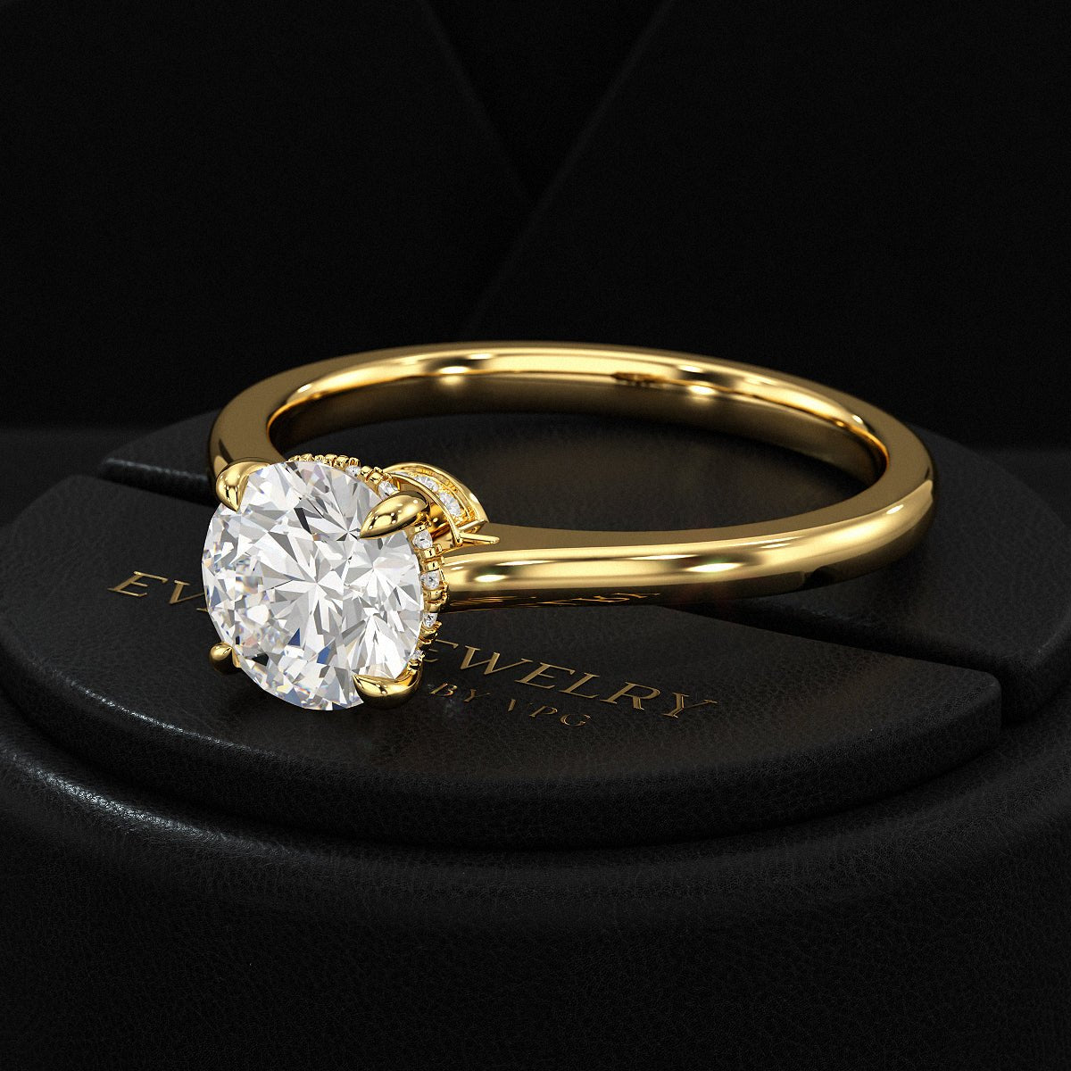 1 Carat Round Cut Diamond Hidden Halo Ring - Evara Jewelry LLC