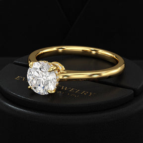 1 Carat Round Cut Diamond Hidden Halo Ring - Evara Jewelry LLC