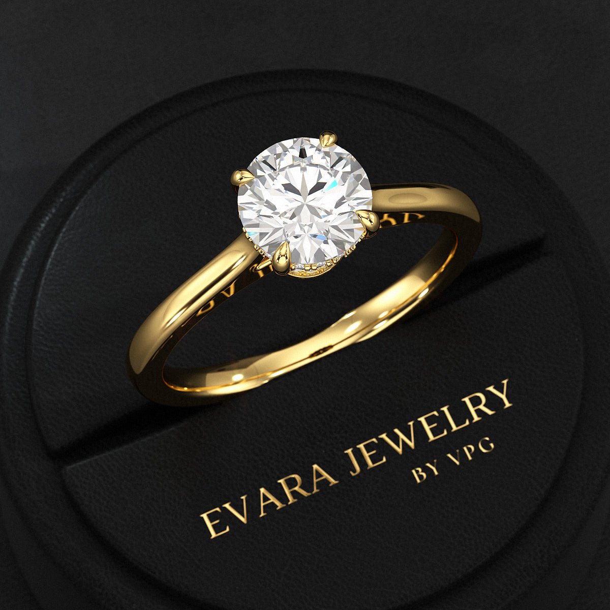 1 Carat Round Cut Diamond Hidden Halo Ring - Evara Jewelry LLC