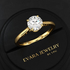 1 Carat Round Cut Diamond Hidden Halo Ring - Evara Jewelry LLC